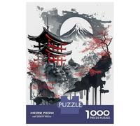 Rompecabezas De 1000 Piezas para Adolescentes Japanese Temple Ink Wash Rompecabezas para Adultos Juego De Ingenio Ensamblaje De Patrones Desafiante De Completar 38x26cm/1000pcs