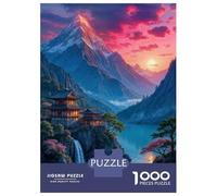 Rompecabezas De 1000 Piezas para Adolescentes Japanese Temple Waterfall Rompecabezas para Adultos Juego Práctico Arte De Pared Oferta como Regalos para Toda La Familia 38x26cm/1000pcs