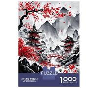 Rompecabezas De 1000 Piezas para Adolescentes Japanese Temples Ink Wash Rompecabezas para Adultos Juegos De Relajación Montaje De Patrones Diversión En Casa Actividades, 70x50cm/1000pcs