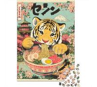 Rompecabezas De 1000 Piezas para Adolescentes Japanese Tiger Ramen Poster Rompecabezas para Adultos Juegos Familiares Mejora La Memoria Cumpleaños Y Navidad 38x26cm/1000pcs