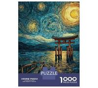Rompecabezas De 1000 Piezas para Adolescentes Japanese Torii Gate Starry Night Painting Rompecabezas para Adultos Juegos Divertidos Desafío Difícil para Cumpleaños, Navidad 38x26cm/1000pcs