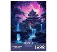 Rompecabezas De 1000 Piezas para Adolescentes Japanese Waterfall Pagoda Art Print Rompecabezas para Adultos Juegos De Relajación Decoración del Hogar Desafío Educativo 70x50cm/1000pcs