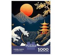 Rompecabezas De 1000 Piezas para Adolescentes Japanese Wave and Pagoda Rompecabezas Juegos Divertidos Desafío Difícil Cumpleaños Y Navidad 70x50cm/1000pcs