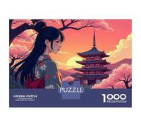 Rompecabezas De 1000 Piezas para Adolescentes Japanese Woman Sunset Pagoda Rompecabezas para Adultos Juego Práctico Regalos para Mujeres Regalos para Amigos Y Familiares 70x50cm/1000pcs