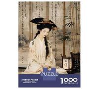Rompecabezas De 1000 Piezas para Adolescentes Japanese Woman Writing Calligraphy Rompecabezas para Adultos Juego Práctico Decoración Gran Regalo para Jugar 52x38cm/1000pcs