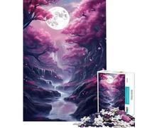 Rompecabezas de 1000 Piezas para Adolescentes Japón Flor de Cerezo Luna Juego Familiar Juguetes adictivos para Cultivar la Paciencia Regalo Divertido difícil (tamaño 38x26cm)
