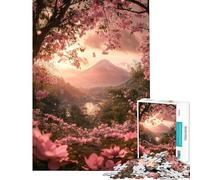 Rompecabezas de 1000 Piezas para Adolescentes Japón Monte Fuji Sakura Rompecabezas para Adultos Juguete decoración de Pared Arte de Pared Regalos para Reducir el estrés (tamaño 38x26cm)