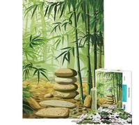 Rompecabezas de 1000 Piezas para Adolescentes jardín de bambú y Piedra Actividades Divertidas en casa Carrera de Velocidad Manual Juego práctico para Mayores de 14 años (38x26cm)