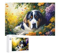 Rompecabezas de 1000 piezas para adolescentes, jardín floral con perro, 1 rompecabezas para relajarse, desafío difícil, regalos únicos para cumpleaños y Navidad, 1000 unidades
