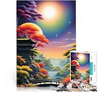 Rompecabezas de 1000 Piezas para Adolescentes Jardín Zen etéreo Juguetes para aliviar el estrés con póster a Juego y Hoja de Trivia 52x38cm