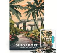 Rompecabezas de 1000 Piezas para Adolescentes, Jardines de la Bahía de Singapur, Arte de Bordes precisos, Entrenamiento Mental, Juego Divertido y Tranquilo, Regalo de cumpleaños (38x26cm)