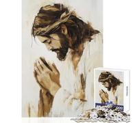Rompecabezas de 1000 Piezas para Adolescentes: Jesucristo en oración Pintura decoración del hogar Juguetes Regalos de cumpleaños Juegos relajantes desafío Educativo (tamaño 38x26cm)