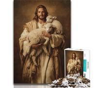 Rompecabezas de 1000 Piezas para Adolescentes: Jesús con una Oveja Un Juego desafiante para Disfrutar en Familia con Piezas aleatorias Que encajan Perfectamente (38x26cm)