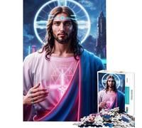 Rompecabezas de 1000 Piezas para Adolescentes Jesús en la era neón Un Reto para completar Arte Mural Educativo para Mayores de 14 años (50x75cm)