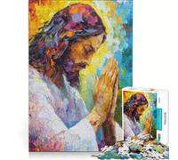 Rompecabezas de 1000 Piezas para Adolescentes Jesús Rezando Pintura Abstracta, Juego Imposible, interacción Entre Padres e Hijos, cumpleaños 38x52cm