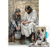 Rompecabezas de 1000 Piezas para Adolescentes Jesús y la Mujer samaritana Juegos relajantes, desafío difícil, cumpleaños 38x26cm