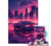 Rompecabezas de 1000 Piezas para Adolescentes Jigsaw Outrun Midnight City Difícil y desafiante Una Obra de Arte Juegos Divertidos Adecuado para Personas de 14 años en adelante 50x75cm