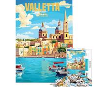 Rompecabezas de 1000 Piezas para Adolescentes Jigsaw Valletta Malta Diversión en casa Juego práctico y desafiante para Mayores de 14 años (38x52cm)