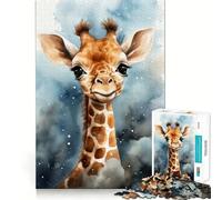 Rompecabezas de 1000 Piezas para Adolescentes Jirafa bebé,Arte de Corte Limpio,Juego Creativo,Juguete,Juego Relajante, (38x26cm)