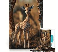 Rompecabezas de 1000 Piezas para Adolescentes Jirafa bebé en la Sabana,articulaciones Suaves,diversión,Entrenamiento Mental,Juego Casual,decoración navideña (38x26cm)