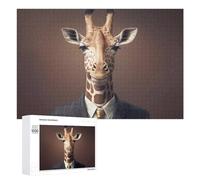 Rompecabezas de 1000 piezas para adolescentes, jirafa en traje, retratos, juegos de relajación, desafío difícil, regalos únicos para cumpleaños y Navidad, 1000 piezas