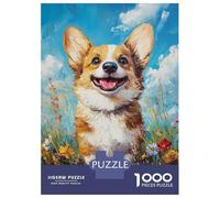 Rompecabezas De 1000 Piezas para Adolescentes Joyful Corgi in Bloom Rompecabezas Juego De Ingenio Decoración De Pared Regalos De Cumpleaños Y Únicos 38x26cm/1000pcs