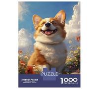 Rompecabezas De 1000 Piezas para Adolescentes Joyful Corgi in Bloom Rompecabezas para Adultos Juegos De Relajación Desafío Difícil Desafío Educativo 70x50cm/1000pcs