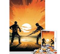 Rompecabezas de 1000 Piezas para Adolescentes Juego de Cricket Deportes Atardecer Juguete decoración de Pared Regalo de Amigo Secreto Juego práctico para Mejorar el Amor en Pareja tamaño 38x52cm