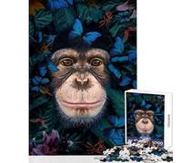 Rompecabezas de 1000 Piezas para Adolescentes Juego de ingenio con la Mirada de un chimpancé decoración hogar Juguetes Divertidos para Actividades en casa (75x50cm)