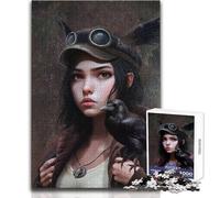 Rompecabezas de 1000 Piezas para Adolescentes, Juego Educativo de Aventura de Chica y Cuervo, Regalo para Mujeres, Regalo de Amigo Secreto, tamaño 38x26cm