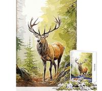 Rompecabezas de 1000 Piezas para Adolescentes Juego Familiar de Ciervos Salvajes Actividades Familiares Juguetes para armar cumpleaños y Navidad (38x26cm)