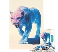 Rompecabezas de 1000 Piezas para Adolescentes Juego Familiar geométrico Cougar desafío de Inteligencia Cerebral Juguetes adictivos Regalo artístico Actividades Familiares (tamaño 38x52cm)