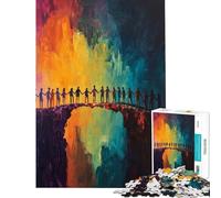 Rompecabezas de 1000 Piezas para Adolescentes Juego Interactivo Puente de la Humanidad Juguetes adictivos para Cultivar la Paciencia Regalo de cumpleaños decoración del hogar (tamaño 50x75cm)