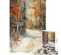 Rompecabezas de 1000 Piezas para Adolescentes Juego práctico de Pintura de un Sendero en el Bosque Invernal para divertirse en Familia Juguete Educativo Ideal para cumpleaños y Navidad (50x75cm)