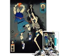 Rompecabezas de 1000 Piezas para Adolescentes Jugador de Baloncesto contra Esqueleto Estilo Ukiyo-e Diversión para Hacer en casa Una Obra de Arte Juguetes DIY para Mayores de 14 años (50x75cm)