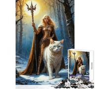 Rompecabezas de 1000 Piezas para Adolescentes Juguete de Freya y Gato Blanco decoración de Pared Regalo de cumpleaños Juego práctico colección de Artistas Bellas Artes tamaño 38x26cm