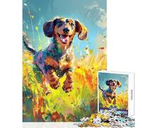 Rompecabezas de 1000 Piezas para Adolescentes Juguete de Perro Salchicha juguetón decoración de Pared Regalo de cumpleaños Juegos relajantes Que mejoran el Amor en Pareja tamaño 50x75cm