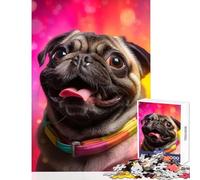 Rompecabezas de 1000 Piezas para Adolescentes Juguete Educativo de Fiesta de Pug Regalo de cumpleaños para Juego Educativo desafío Educativo tamaño 38x52cm