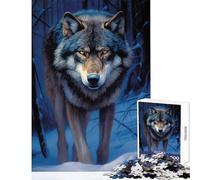 Rompecabezas de 1000 Piezas para Adolescentes Juguetes antiestrés de Lobo Gris Ideas de Regalo Juegos educativos con póster a Juego y Hoja de Trivia tamaño 38x52cm