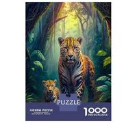 Rompecabezas De 1000 Piezas para Adolescentes Jungle Jaguar Family Rompecabezas para Adolescentes Juego De Ingenio Mejora La Memoria Diversión En Casa Actividades, 38x26cm/1000pcs