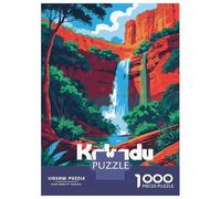 Rompecabezas De 1000 Piezas para Adolescentes Kakadu National Park Waterfall Illustration Rompecabezas para Adultos Juego Práctico Decoración De Pared Regalos Y Cumpleaños Únicos 52x38cm/1000pcs