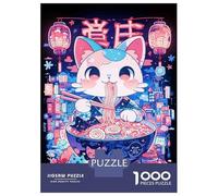 Rompecabezas De 1000 Piezas para Adolescentes Kawaii Cat Ramen Rompecabezas para Adolescentes Juguetes Antiestrés Regalos para Mujeres Regalos para Reducir El Estrés 52x38cm/1000pcs