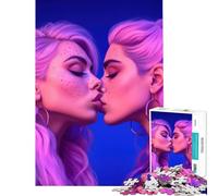 Rompecabezas de 1000 Piezas para Adolescentes Kawaii Girls Kiss Relaxing Games Brain Intelligence Challenge Juguetes adictivos Regalo Divertido Decoración del hogar (Tamaño 38x26cm)