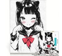 Rompecabezas de 1000 Piezas para Adolescentes Kawaii Serafuku Cat Girl, Juegos relajantes, desafío difícil, cumpleaños 38x52cm