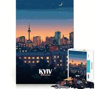 Rompecabezas de 1000 Piezas para Adolescentes Kiev,Ucrania,Paisaje Urbano Nocturno,diseño de Corte Fino,Juego Mental,Regalo,diversión para Pasar el rato,diversión de cumpleaños (50x75cm)
