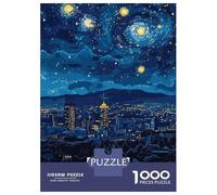 Rompecabezas De 1000 Piezas para Adolescentes Kigali Rwanda Starry Night Cityscape Rompecabezas para Adultos Juegos Relajantes Que Mejoran La Memoria Regalos para Reducir El Estrés 52x38cm/1000pcs