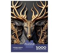 Rompecabezas De 1000 Piezas para Adolescentes King Deer Golden Art Deco Rompecabezas DIY Juguetes Mejora La Memoria Oferta como Regalo para Toda La Familia 52x38cm/1000pcs
