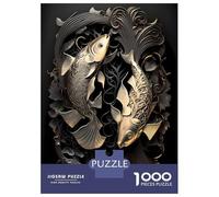 Rompecabezas De 1000 Piezas para Adolescentes King Fish Golden Art Deco Rompecabezas para Adultos Juego Familiar Antiestrés Cumpleaños Y Navidad 38x26cm/1000pcs