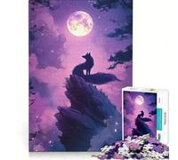 Rompecabezas de 1000 Piezas para Adolescentes Kitsune bajo la luz de la Luna, Juegos Divertidos, Entrena tu Cerebro y Tus Manos, Juego de desafío único 50x75cm