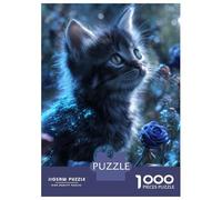 Rompecabezas De 1000 Piezas para Adolescentes Kitten in A Magical Blue Garden Rompecabezas para Adultos Juegos Familiares Decoración De Pared Regalos Y Cumpleaños Únicos 38x26cm/1000pcs